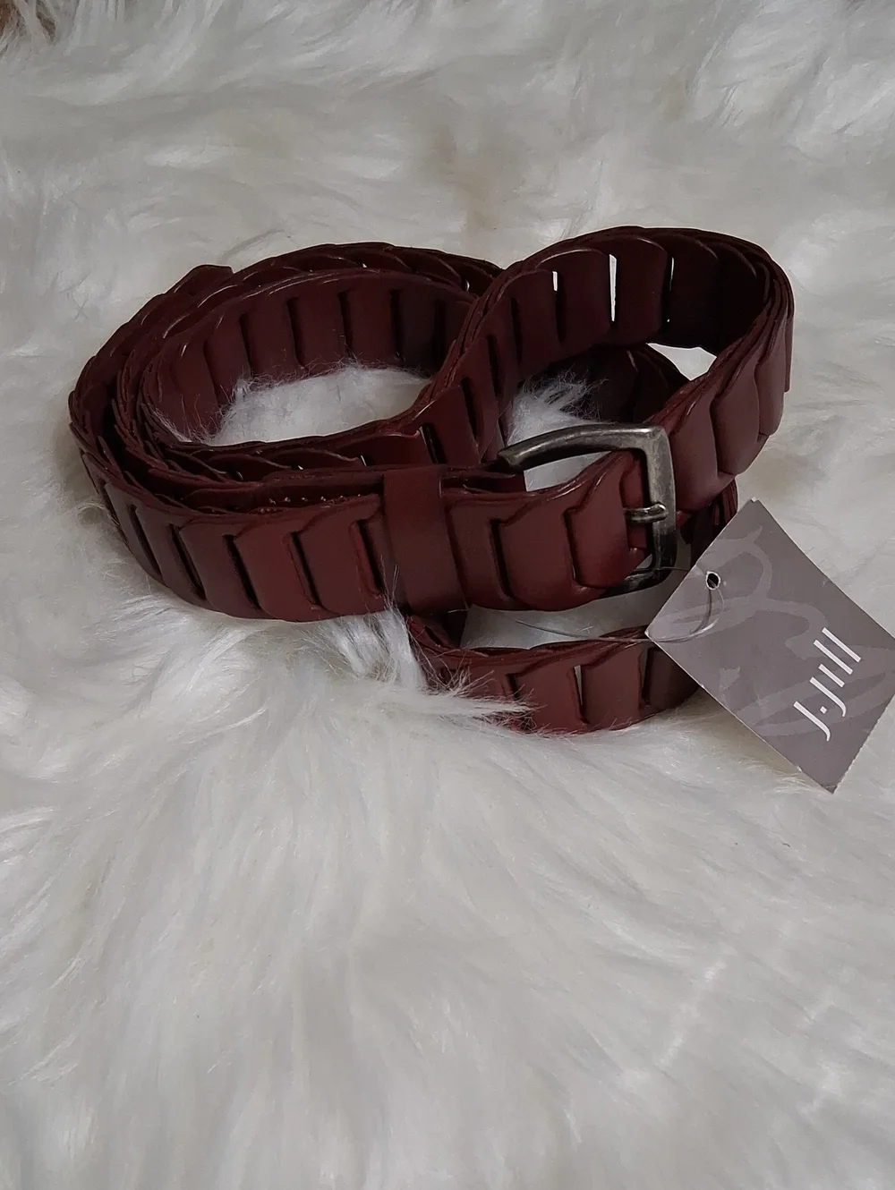 NWT J. Jill Braided Leather Belt-Oxblood-Large